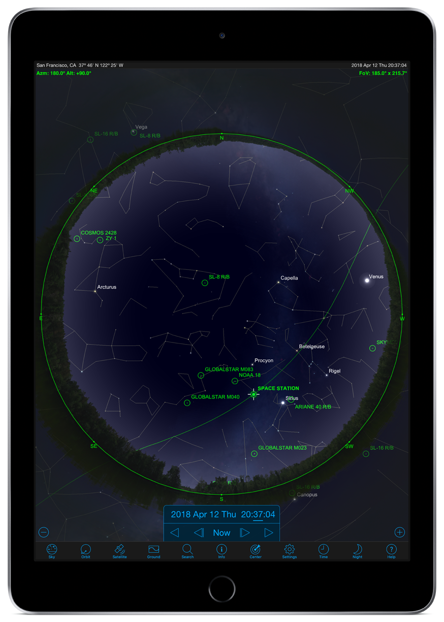 Orbitrack Sky view on an iPad