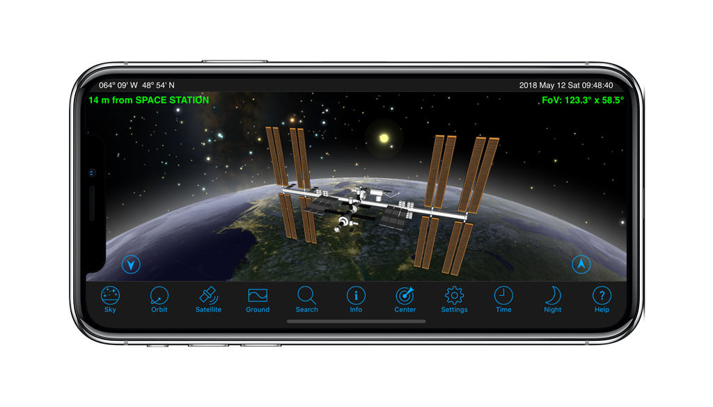 Orbitrack satellite view of the International Space Station on iPhone