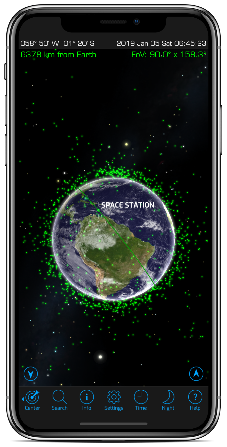 Orbitrack orbit view on iPhone